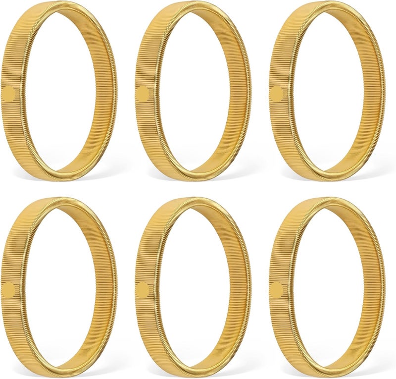 Coolrunner 6 Pcs Anti-Slip Elastic Shirt Sleeve Holders Metal Armbands for Band Stretch Garters (Gold, One Size) - Image 1